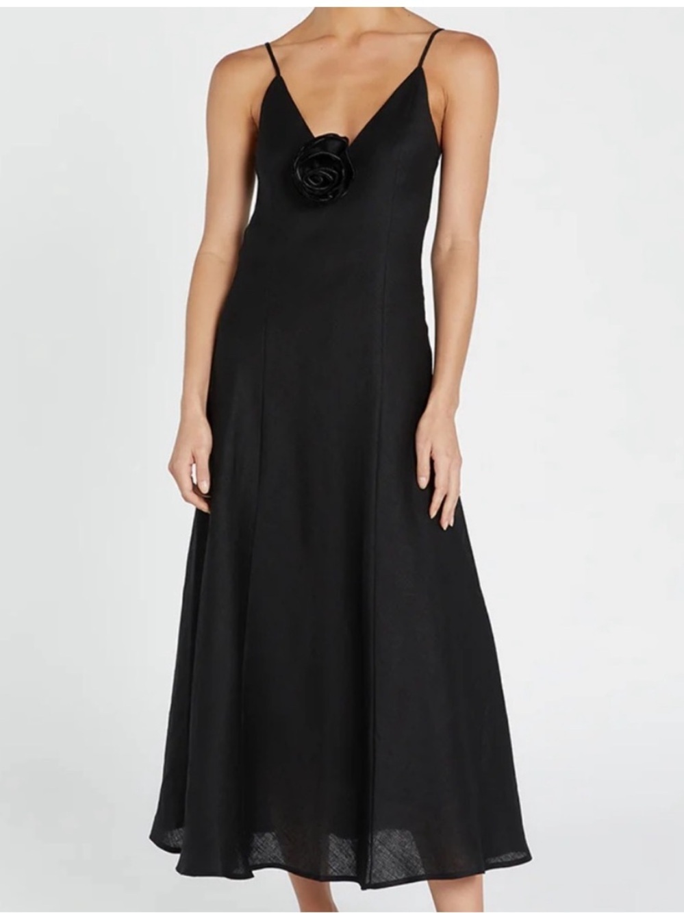 Dissh Linen Maxi Dress Black Size 12